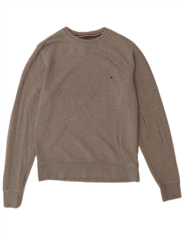 Tommy Hilfiger Herren-Sweatshirt-Pullover, klein, grau gefleckte Baumwolle