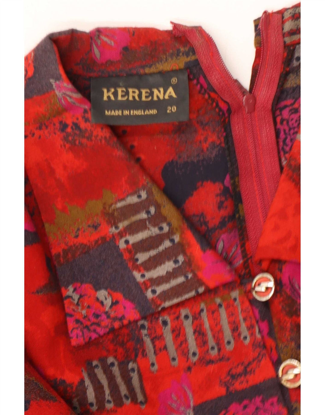 Kerena Damen-Maxikleid mit langen Ärmeln, UK 20 2XL, rotes Patchwork-Acryl