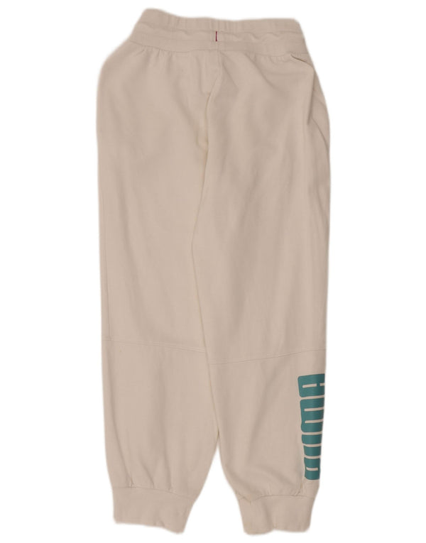 Puma Damen-Trainingsanzug mit Grafik, Jogginghose, UK 10, Größe S, weiß, Baumwolle