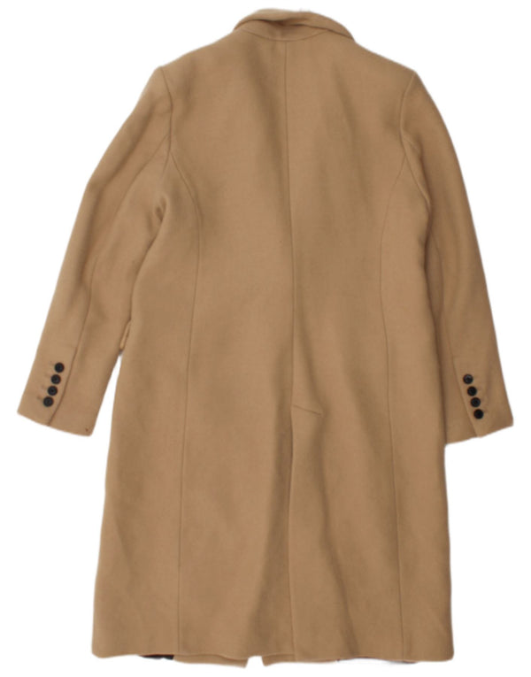 Zweireihiger Damenmantel von Zara, UK 14, mittelbeigefarbenes Polyester