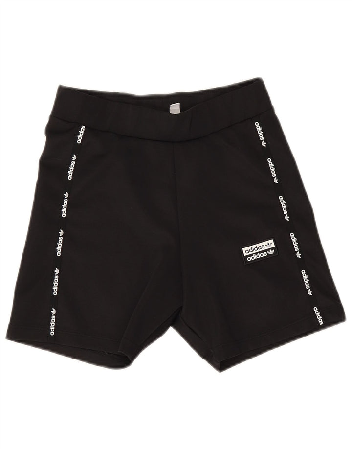 Adidas Damen Graphic Sport Shorts UK 10 Small Schwarz Polyester