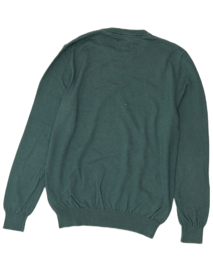 JACK WILLS Herren-Pullover mit Rundhalsausschnitt, mittelgrüne Baumwolle