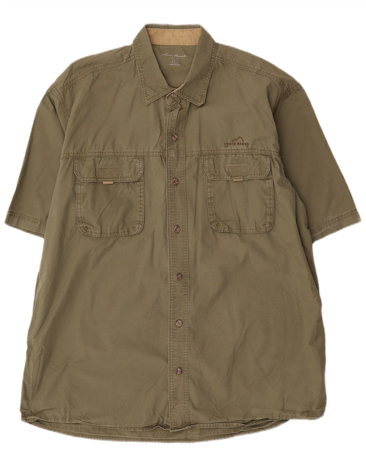 EDDIE BAUER Herren-Kurzarmhemd, groß, Khaki, Baumwolle
