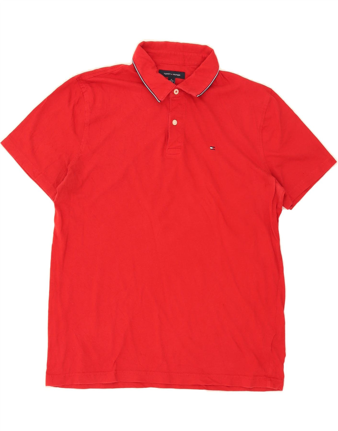 TOMMY HILFIGER Mens Polo Shirt XL Red Cotton Vintage Tommy Hilfiger and Second-Hand Tommy Hilfiger from Messina Hembry 