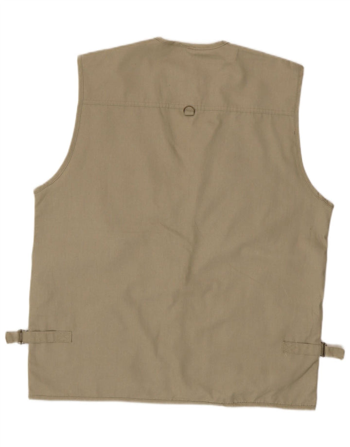 Vintage Herren Utility Gilet UK 42 XL Beige Polyester