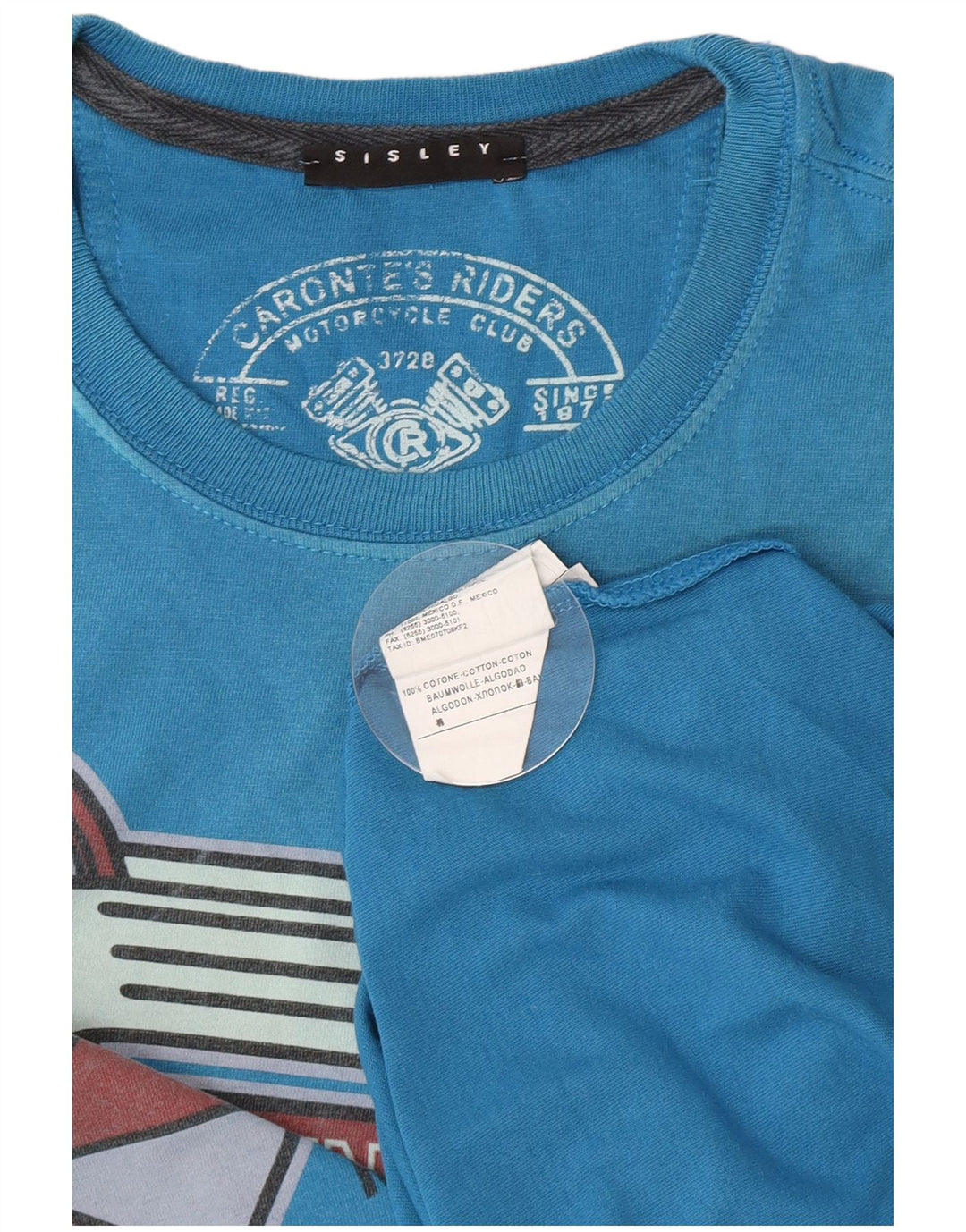 Sisley Herren-T-Shirt mit Grafik, Größe S, Blau, Baumwolle