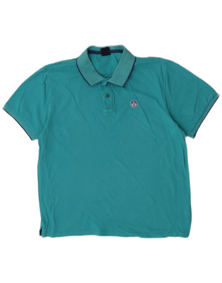 North Sails Herren-Poloshirt, große blaue Baumwolle