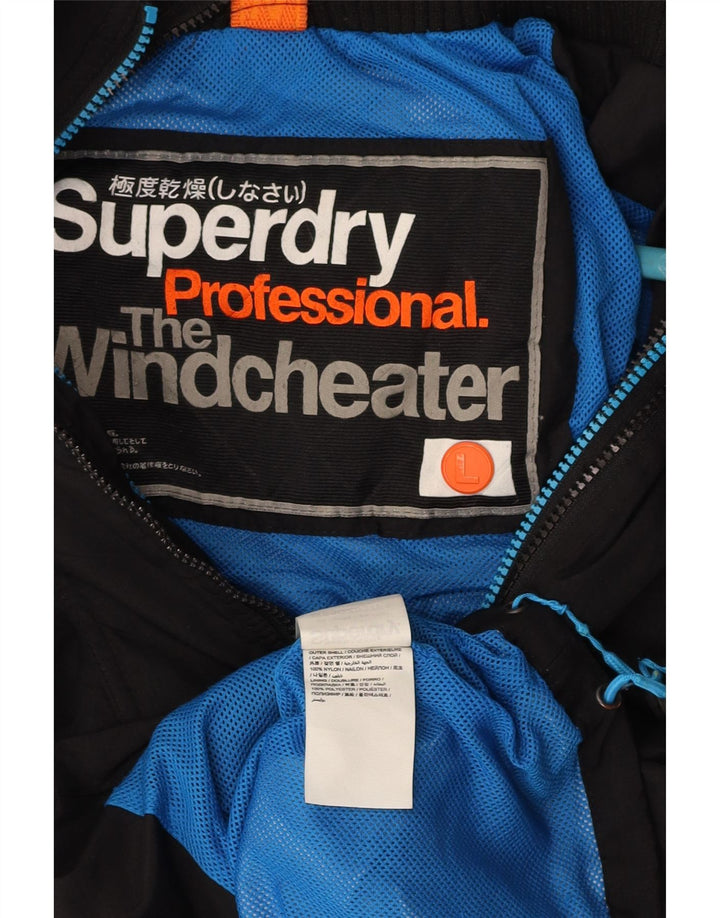 SUPERDRY Herren The Windcheater Regenjacke UK 40 Large Schwarz Nylon