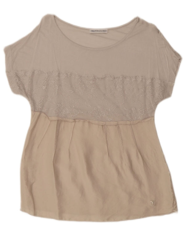 Trussardi Damen Blusenoberteil UK 14 Large Beige