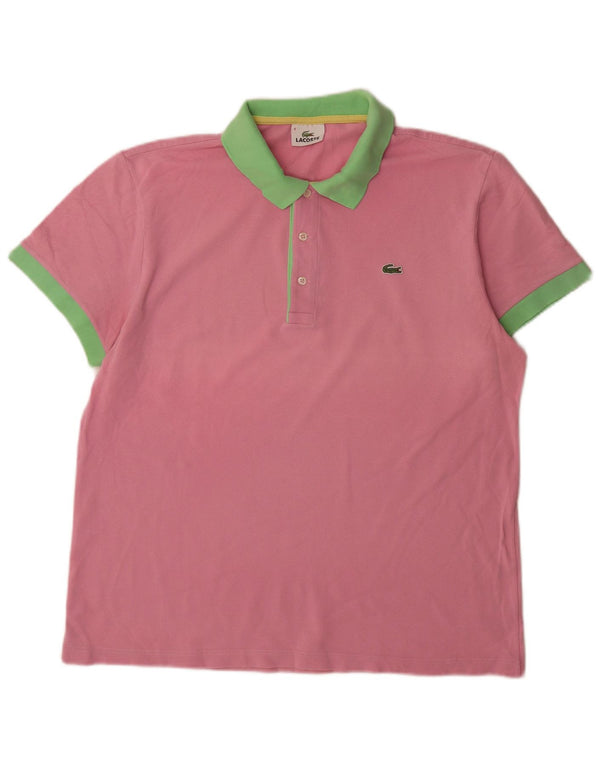 Lacoste Herren-Rugby-Poloshirt, Größe 6, XL, rosa, Colourblock-Baumwolle