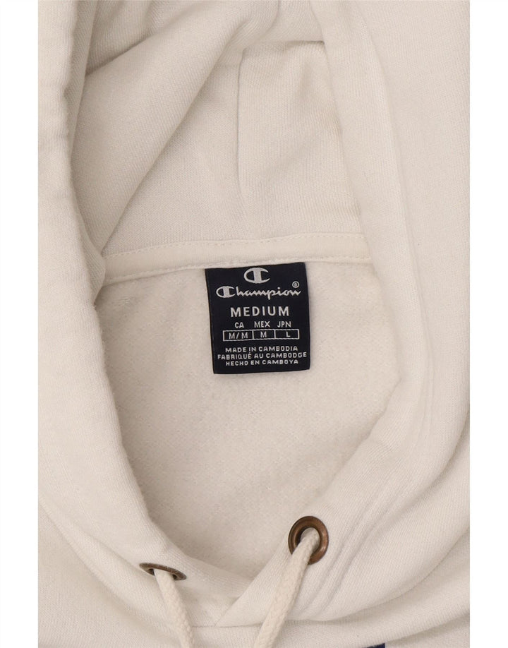 CHAMPION Mens Graphic Hoodie Jumper Medium White Cotton Vintage Champion and Second-Hand Champion from Messina Hembry 