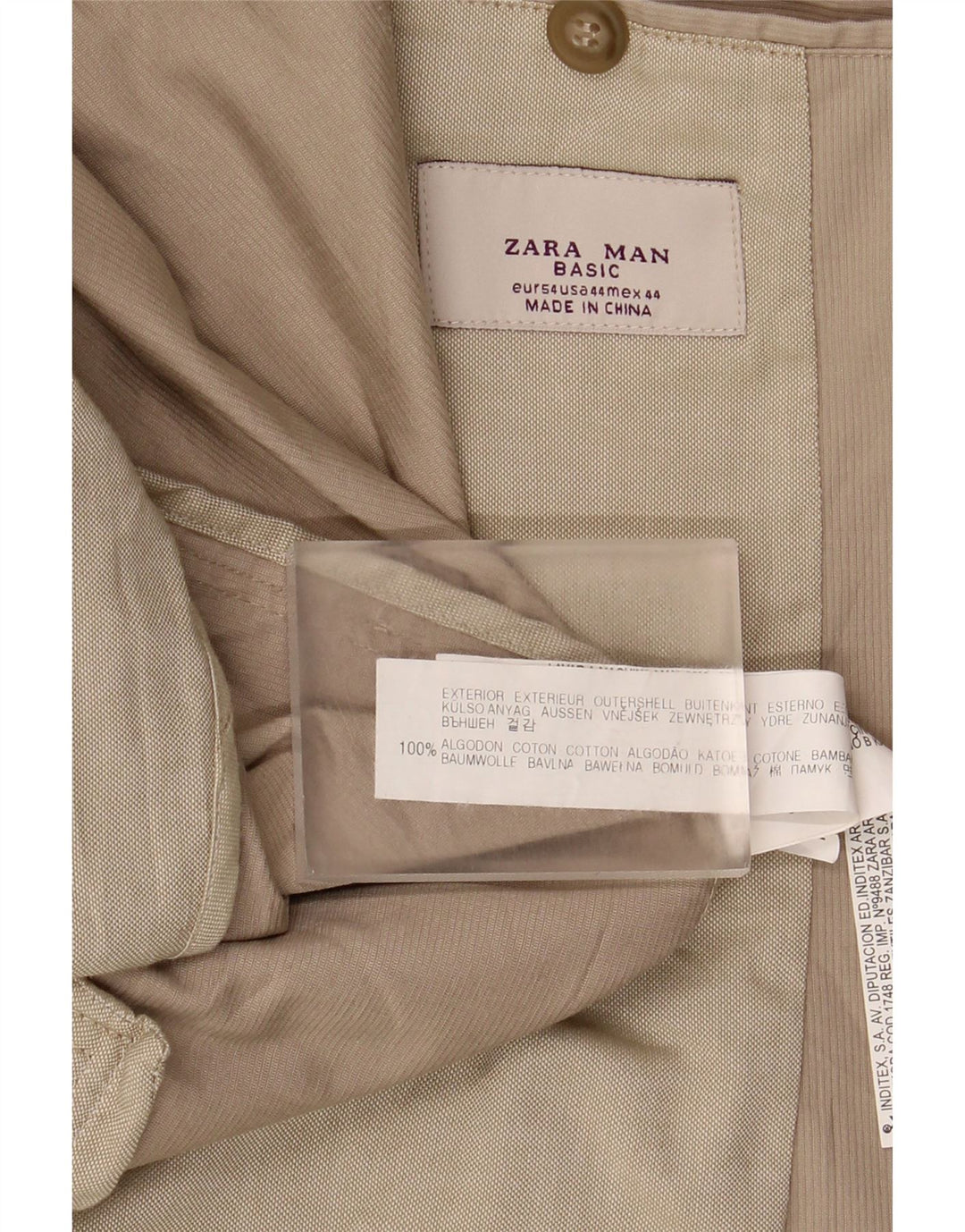 ZARA Herren 2-Knopf-Blazerjacke EU 54 XL Beige Baumwolle