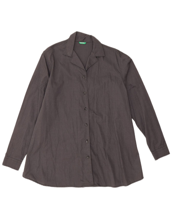 Benetton Damen-Oversize-Hemd, UK 10, Größe S, Grau, Baumwolle