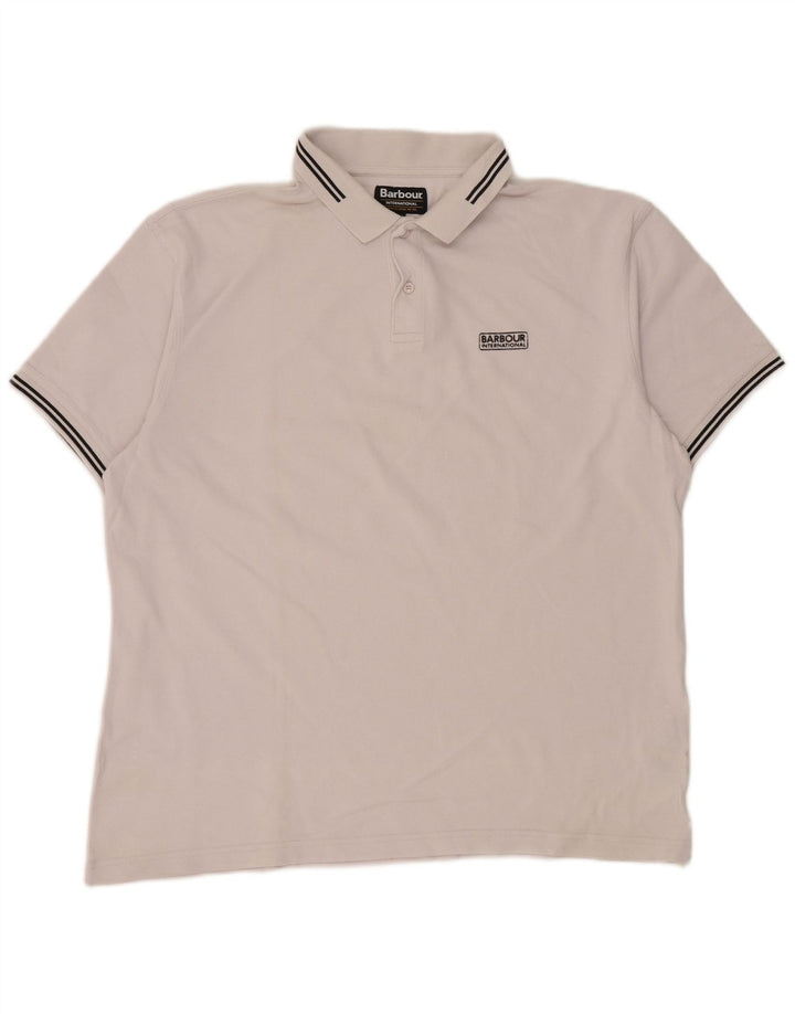 BARBOUR Herren Poloshirt 2XL weiß gestreift aus Baumwolle