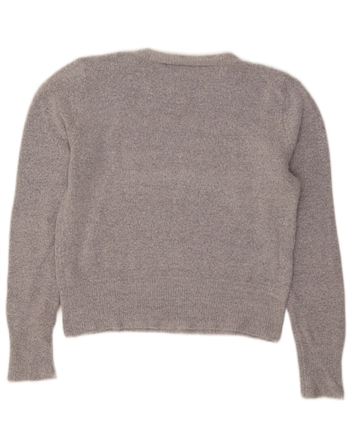 Oasis Damen Crop Crew Neck Pullover Pullover UK 12 Mittelgraues Acryl