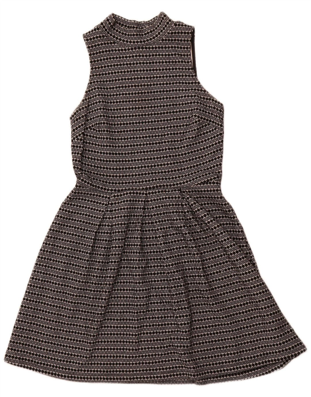 MOSSIMO Ärmelloses A-Linien-Kleid für Damen, UK 6 XS, schwarzes geometrisches Polyester