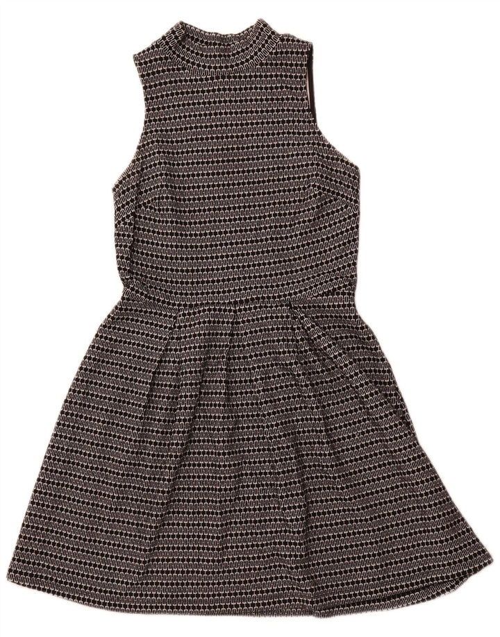 MOSSIMO Ärmelloses A-Linien-Kleid für Damen, UK 6 XS, schwarzes geometrisches Polyester