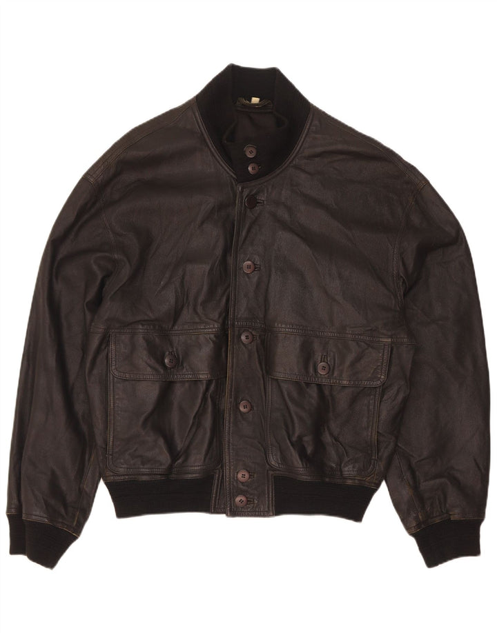 Vintage Herren Bomber Lederjacke IT 46 Kleines schwarzes Leder