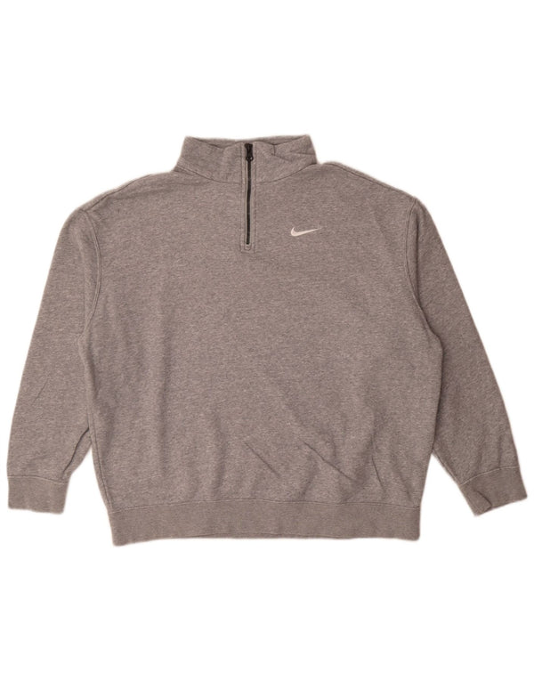 Nike Herren-Sweatshirt mit lockerer Passform und Reißverschluss, XS, grau gefleckte Baumwolle