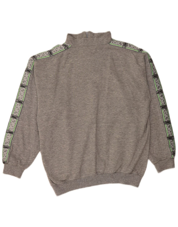 Asics Herren-Sweatshirt mit grafischem Reißverschluss, XL, grau gefleckte Baumwolle