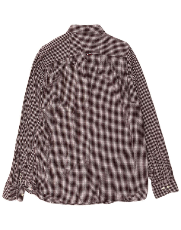 Tommy Hilfiger Herren-Flanellhemd XL, Burgunderrot, Gingham-Baumwolle