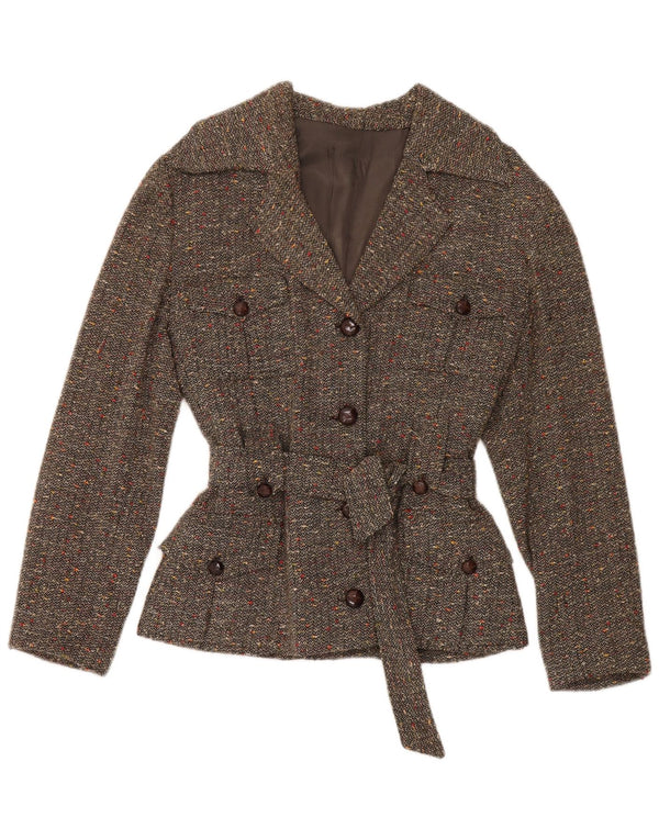 Vintage Damen Utility-Jacke UK 12 Mittelgrau meliert
