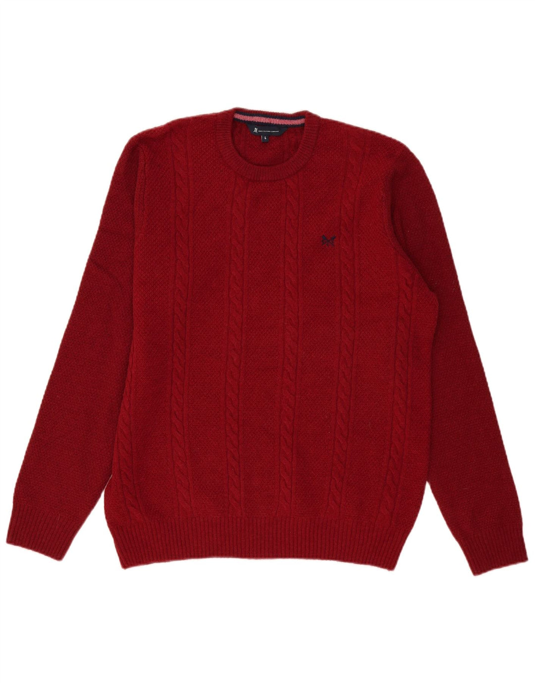 Crew Clothing Herren-Pullover mit Rundhalsausschnitt, Größe L, rote Lammwolle
