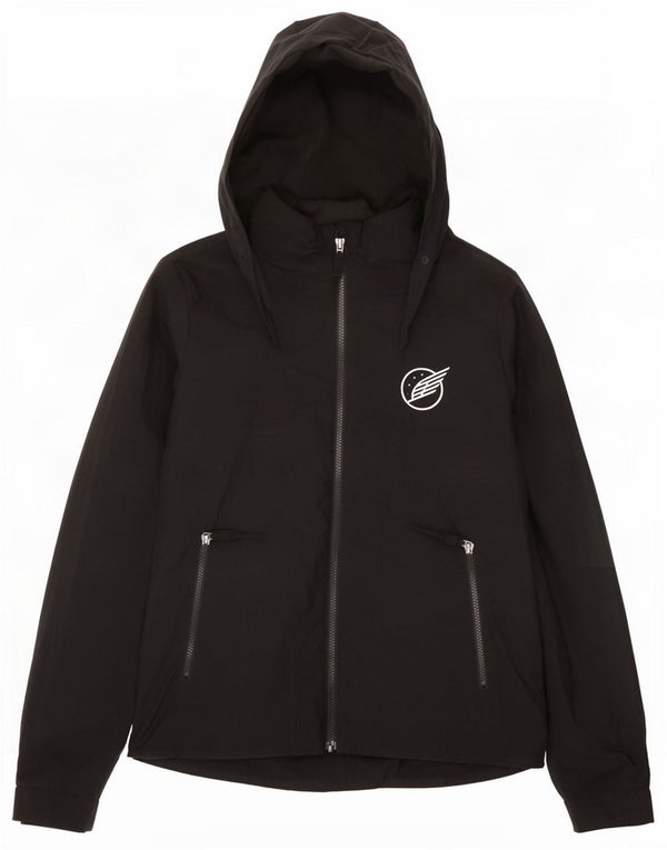Reebok Damen Kapuzen-Windbreakerjacke UK 12/14 Mittelschwarzes Nylon