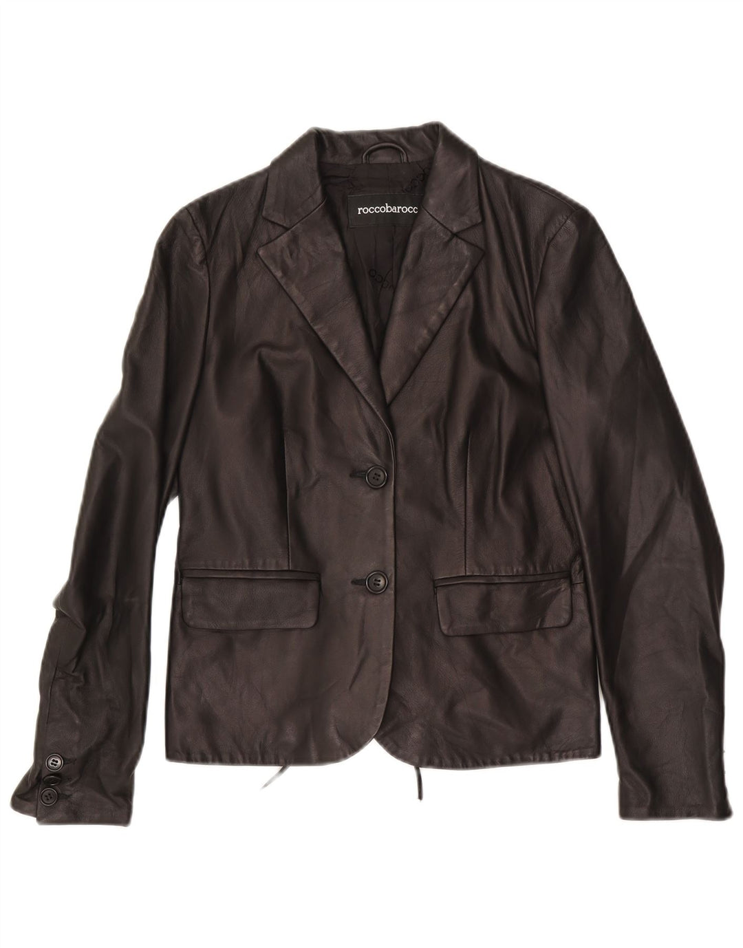 ROCCOBAROCCO Damen 2-Knopf-Blazerjacke IT 42 Mittelschwarzes Leder