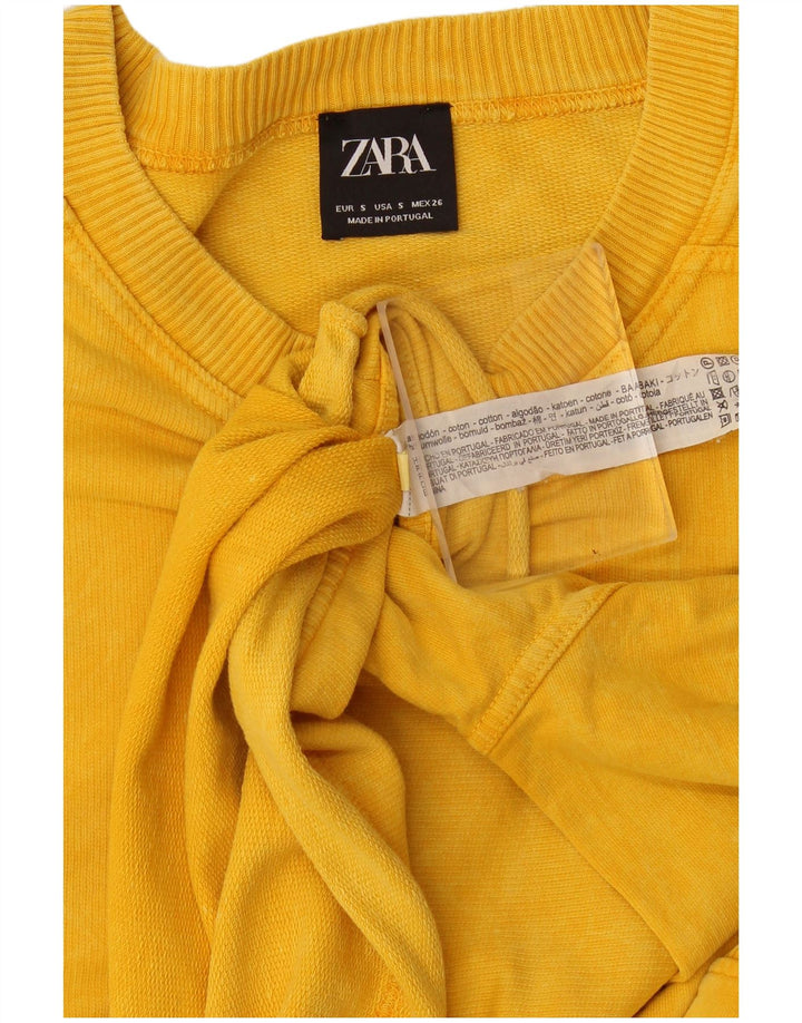 Zara Damen-Oversize-Sweatshirt-Pullover, Gr. 10, Größe S, Gelb, Baumwolle