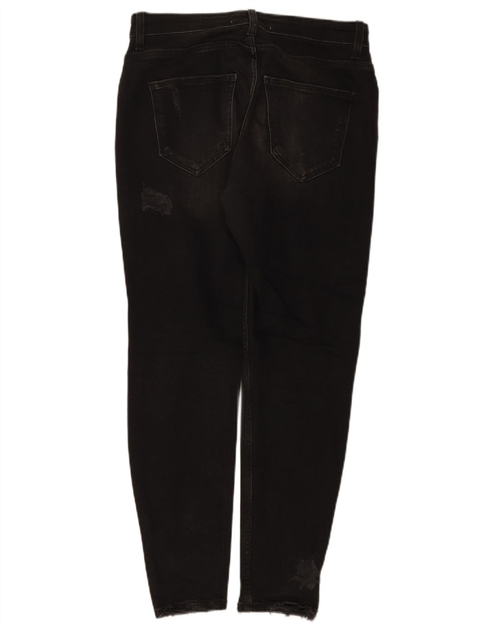 Zara Herren Distressed Slim Jeans EU 40 Medium W31 L28 Schwarze Baumwolle