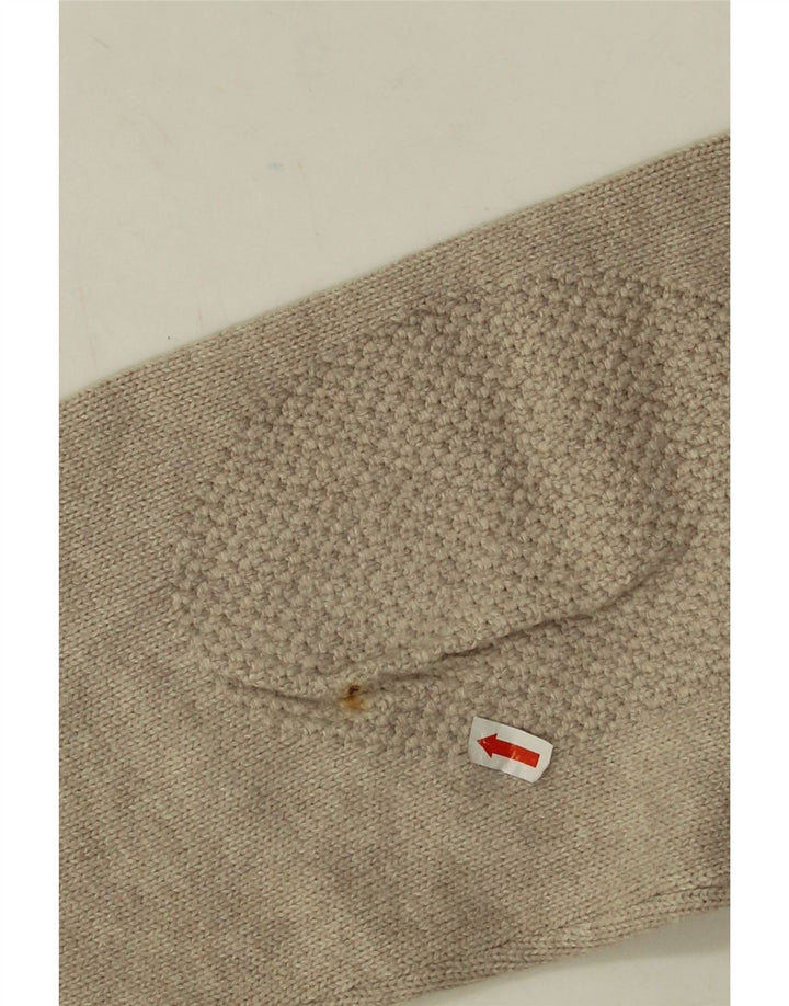 Massimo Dutti Herren-Pullover mit Schalkragen, groß, beige Baumwolle