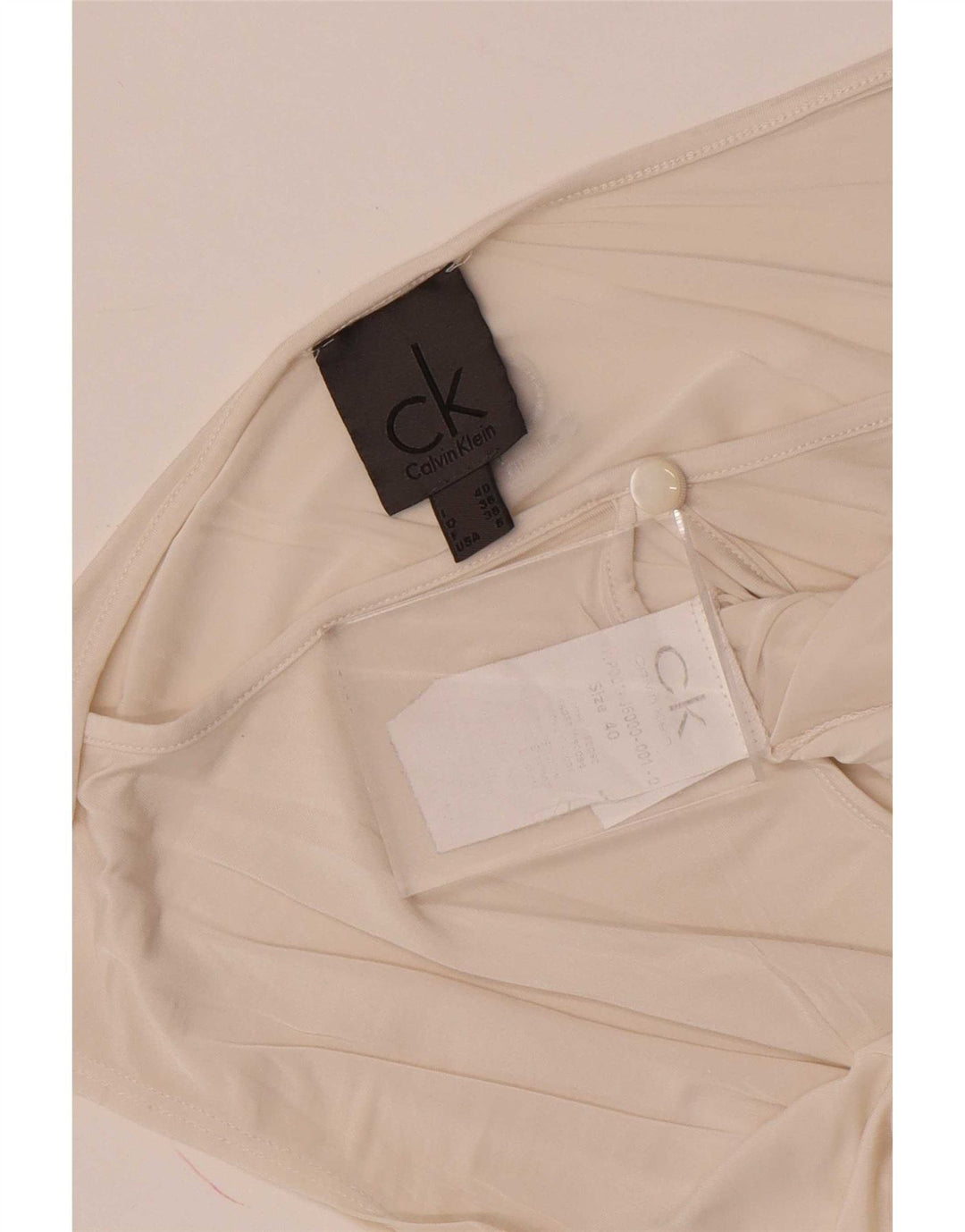 Calvin Klein Damen ärmelloses Blusenoberteil US 6 Mittelweiße Viskose