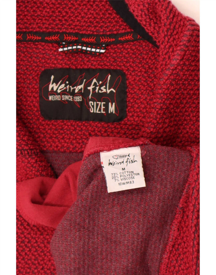 Weird Fish Herren-Sweatshirt mit grafischem Reißverschluss, mittelroter Baumwolle
