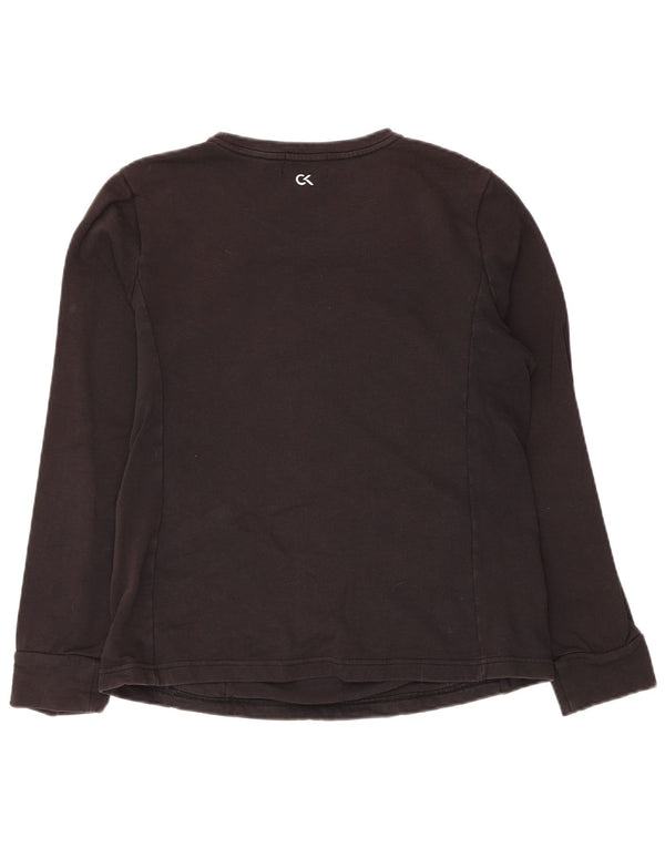 Calvin Klein Womens Top Long Sleeve UK 14 Large Black Cotton