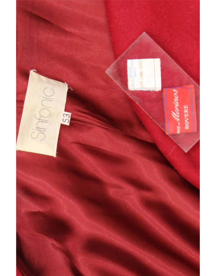Vintage Damen Übergroßer Mantel IT 53 2XL Rote Wolle