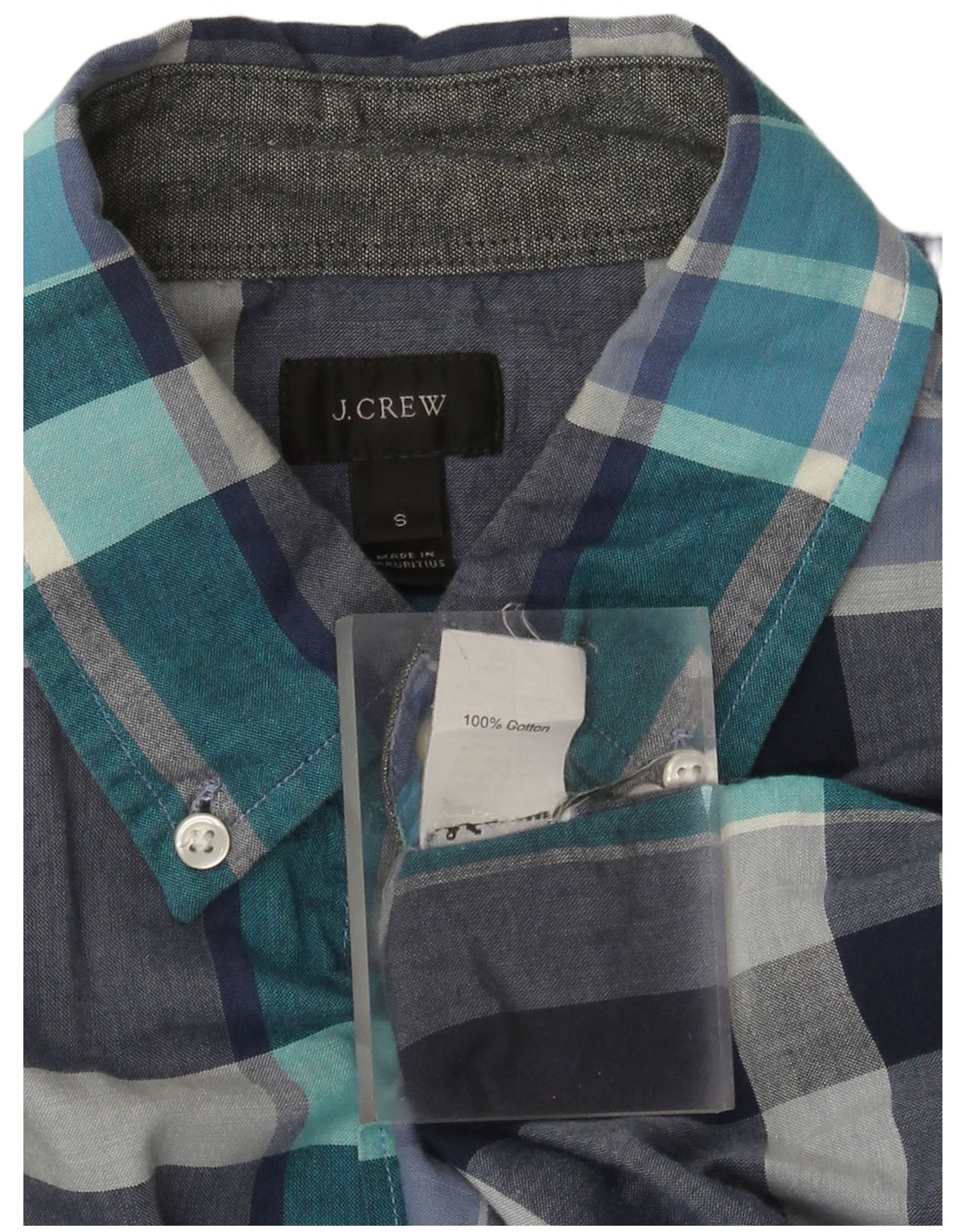 J. Crew Herrenhemd, klein, blau kariert, Baumwolle