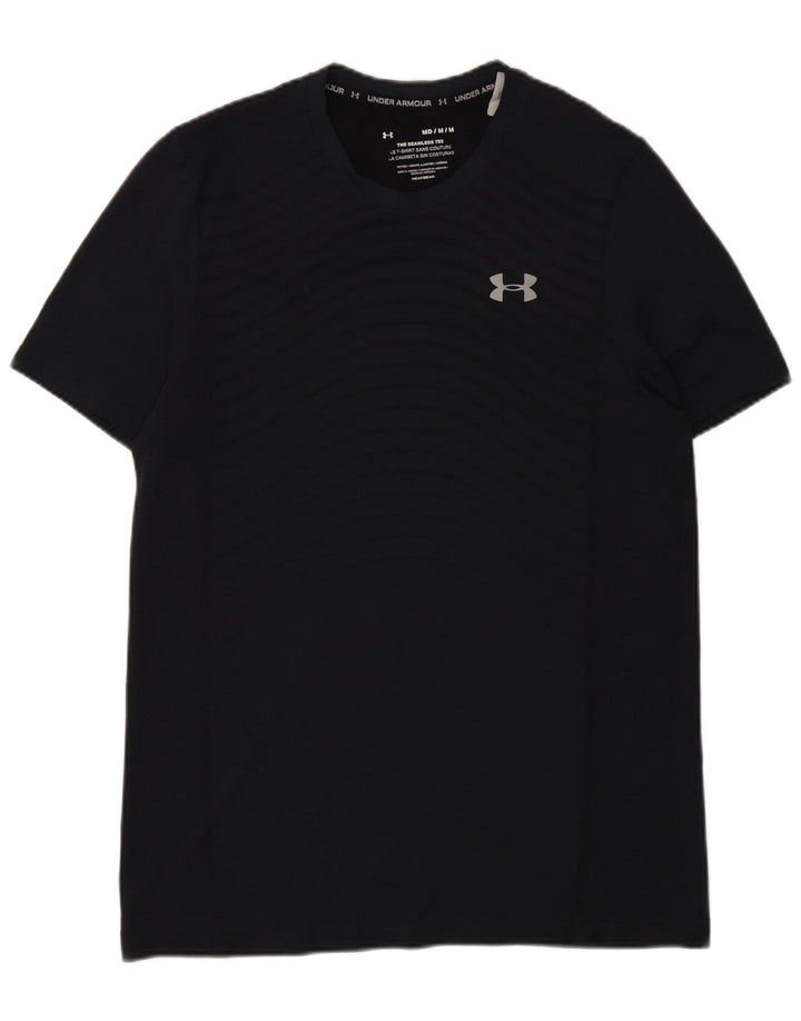 Under Armour Herren Heat Gear T-Shirt-Oberteil aus mittelgrau gestreiftem Polyester
