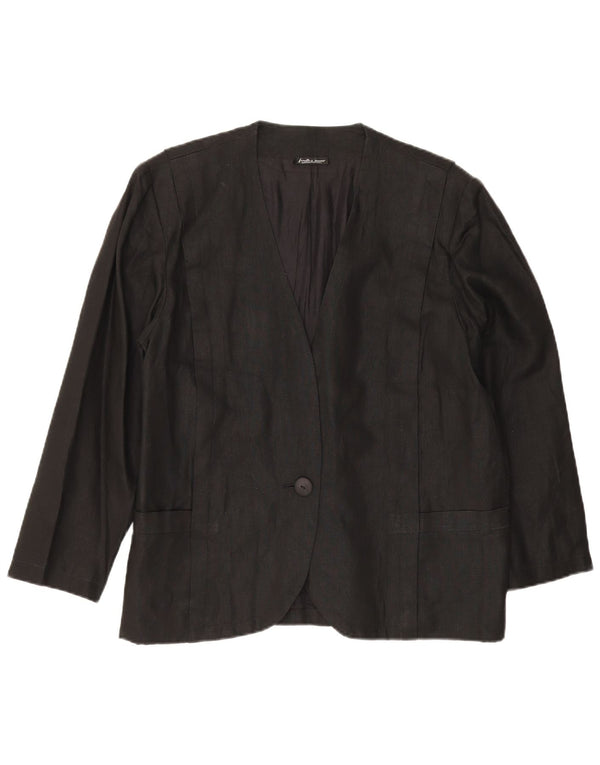 Vintage Damen 1 Knopf Blazer Jacke UK 14 Groß Schwarz