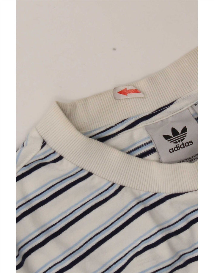 Adidas Herren T-Shirt Top XL weiß gestreift aus Baumwolle