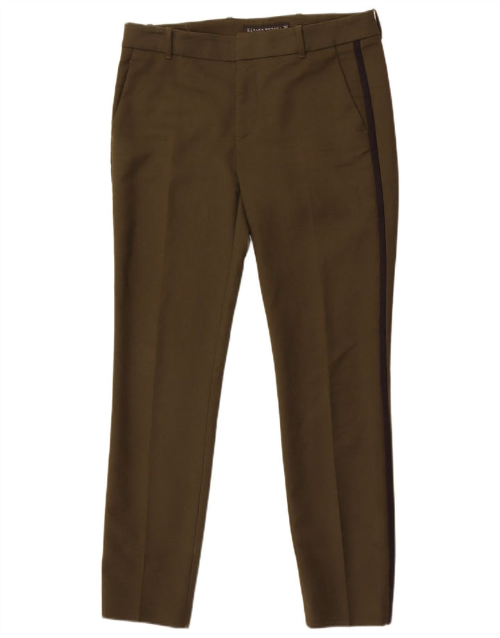 Zara Slim Chino-Hose für Damen, mittelgroß, W28, L29, Khaki, Baumwolle