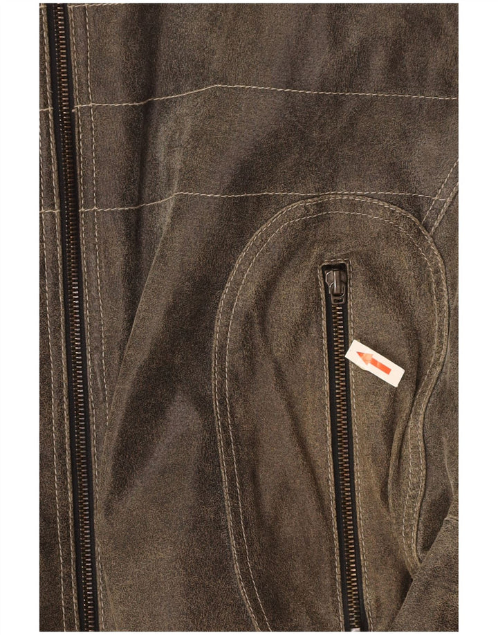 EXPLORER Herren-Lederjacke, UK 40, großes graues Colourblock-Leder