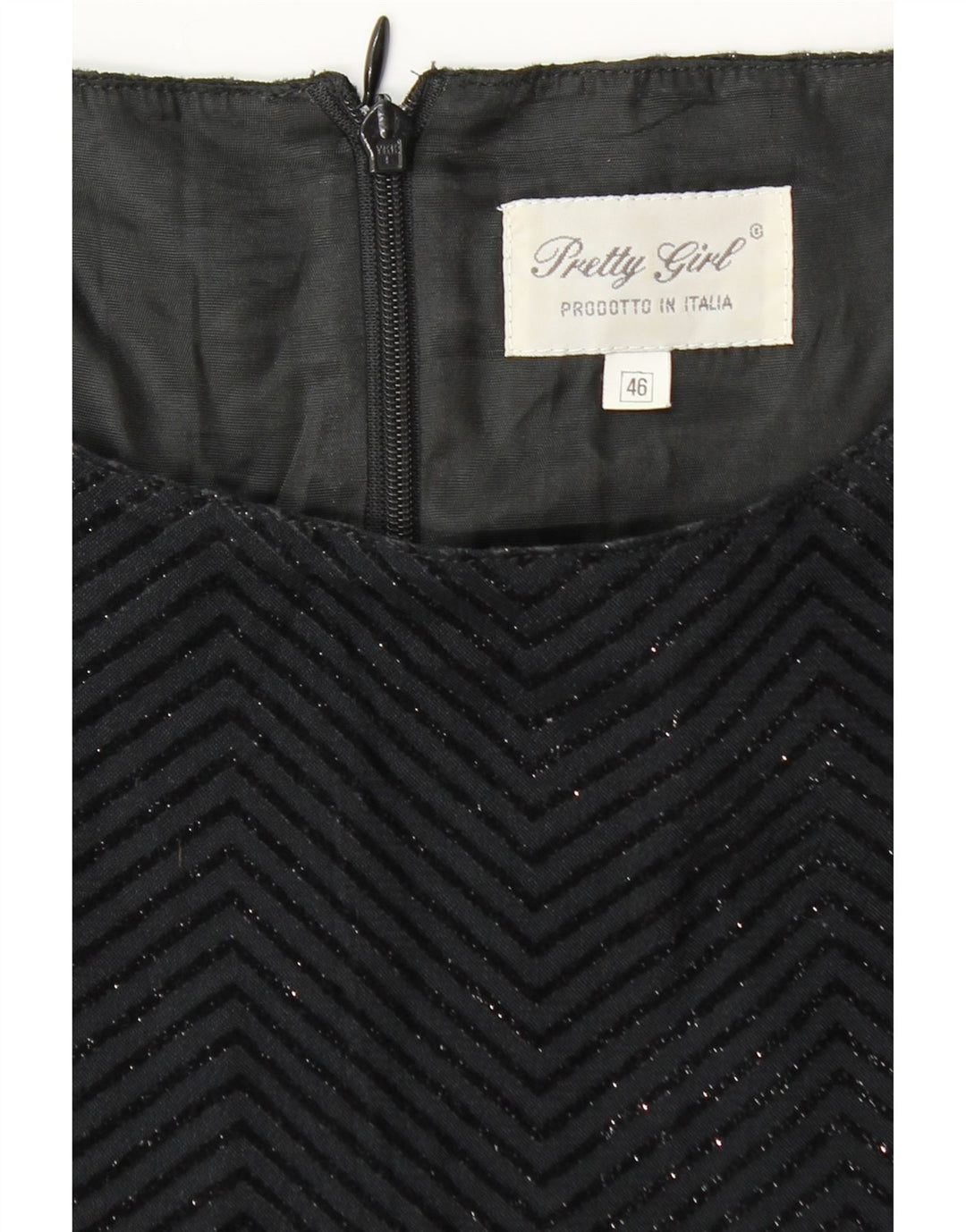 Vintage Damen Ärmelloses Etuikleid IT 46 Großes schwarzes Chevron