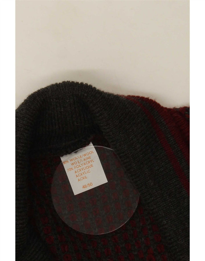 Vintage Herren Cardigan Pullover IT 48/50 Mittlere Burgunderwolle