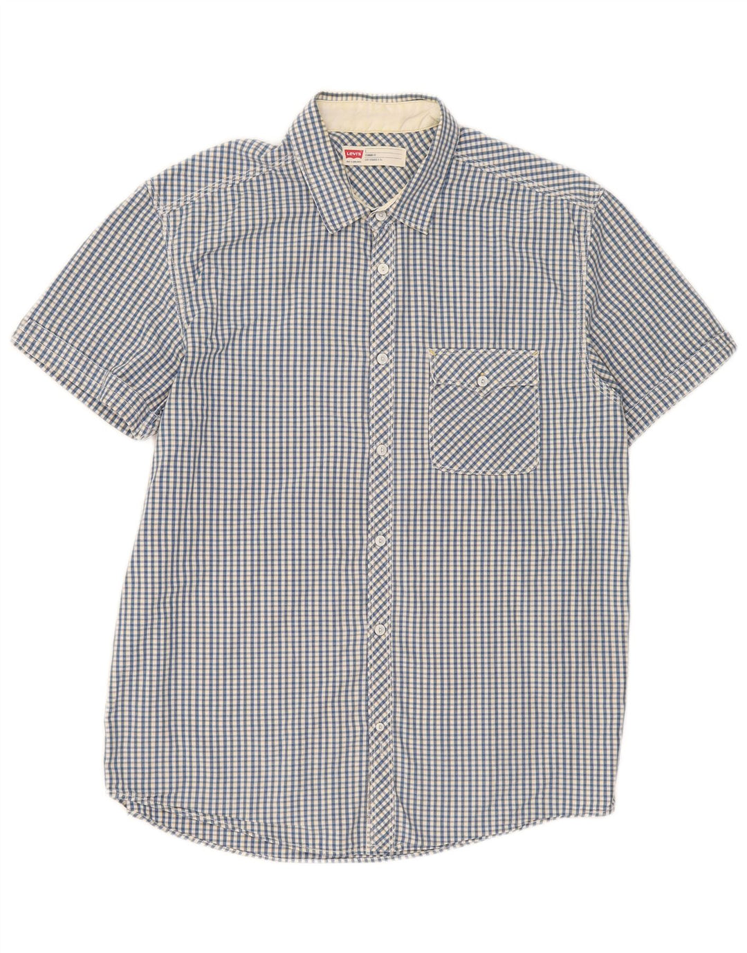 Levi's Herren-Hemd, kurzärmelig, Standard-Passform, groß, blaues Gingham-Baumwolle