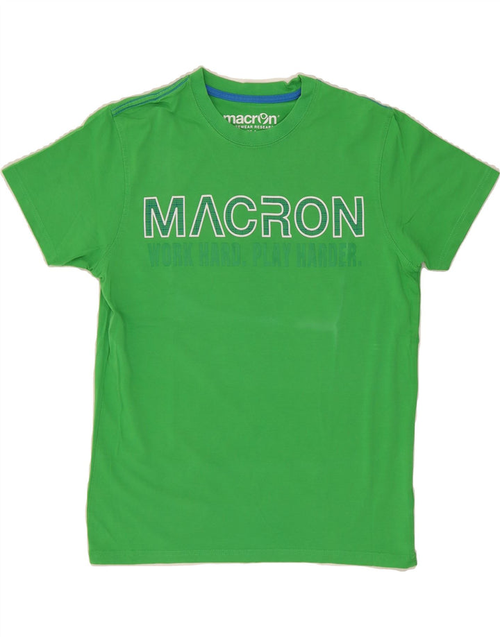 MACRON Mens Graphic T-Shirt Top Small Green Cotton Vintage Macron and Second-Hand Macron from Messina Hembry 