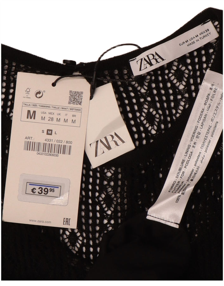 ZARA Damen Pulloverkleid mit kurzen Ärmeln, UK 12, Mittelschwarz, Polyester