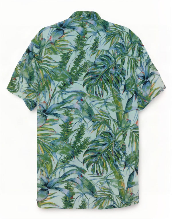 Vintage Herren Hawaii-Kurzarmshirt Medium Türkis Floral Viskose