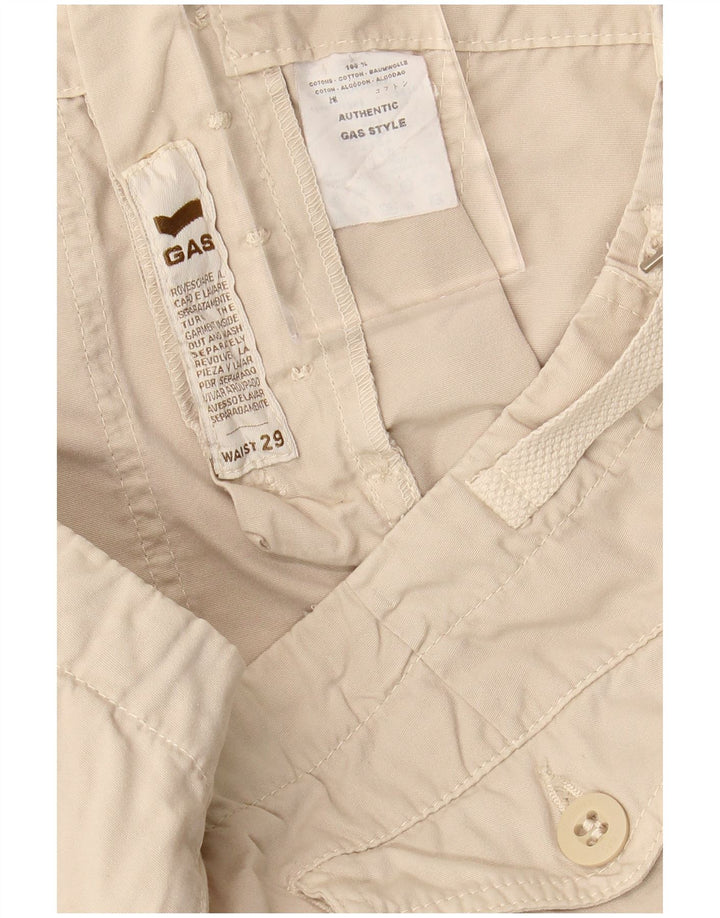 Gas Damen Cargo-Cropped-Hose W29 L23 Weiße Baumwolle