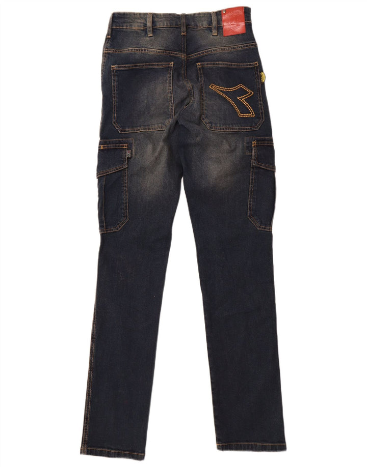 Diadora Damen Cargo Slim Jeans W28 L32 Marineblau Baumwolle